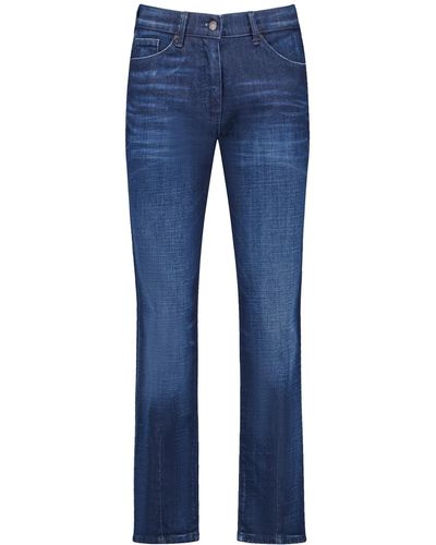 Gerry Weber Jeans KIA꞉RA Relaxed FIT mit Washed-Out-Effekt unifarben - Blau