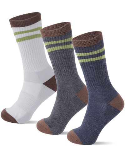 HIKARO 's Merino Wool Crew Socks,winter Thermal Cushion Socks,soft And Warm Work Socks,uk Size 9-12,3 Pairs - Blue