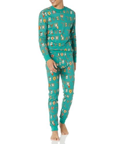 Amazon Essentials Marvel Flannel Pyjama Sleep Sets - Green