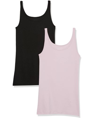 Amazon Essentials Camiseta de Tirantes Finos de Ajuste Entallado Mujer - Negro