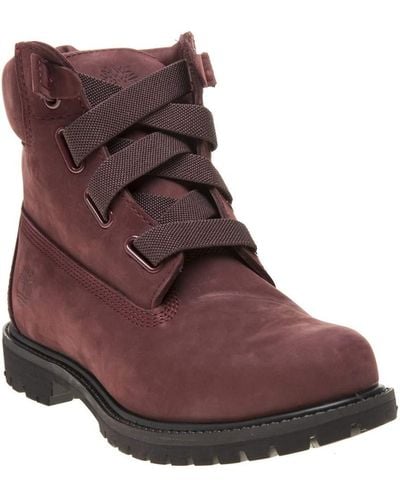 Timberland S 6 Inch Premium Pull On Ankle Boots Maroon 4 Uk - Red