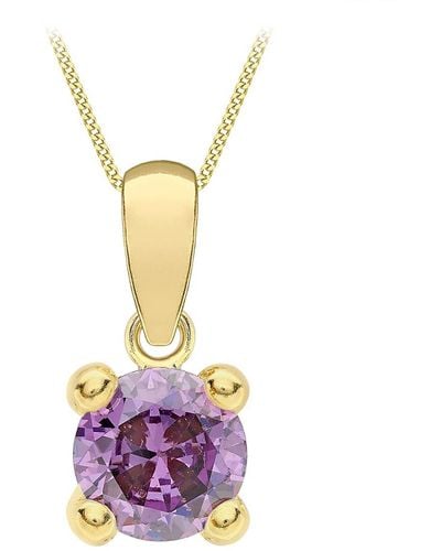 Amazon Essentials 9ct Gold February Birthstone Pendant Necklace - Multicolour