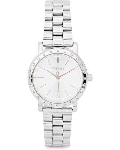 Esprit Luna Fashion Quartz Horloge - Es1l298m0045, Zilverkleur, Armband - Wit