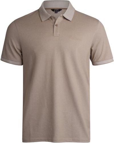 Ben Sherman Classic Fit 2-button Short Sleeve Shirt - Casual Stretch Birdseye Polo For - Brown
