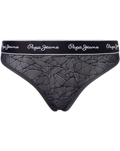 Pepe Jeans Mesh Thong Knickers - Black