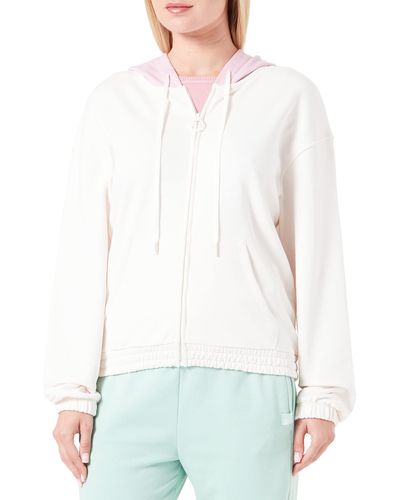 Benetton Giacca C/CAPP M/L 31NB3M03I Felpa con Cappuccio - Bianco