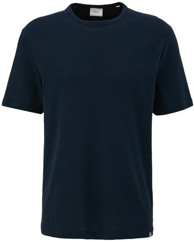 S.oliver 2143969 T-Shirt mit Flammgarnstruktur - Blau