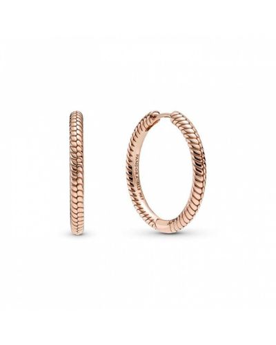 PANDORA Pendientes de aleación de metal chapado en oro rosa de 14 quilates con diseño de cadena de serpiente – Incluye posibilidad de - Multicolor