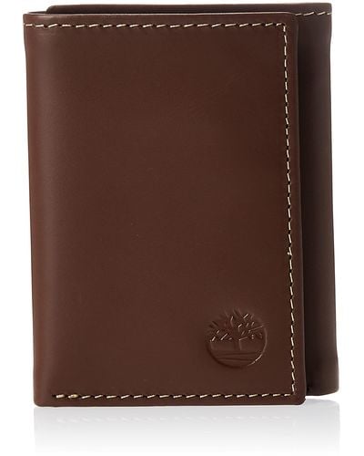 Timberland Leather Trifold With Id Window Tri Fold Wallet - Brown