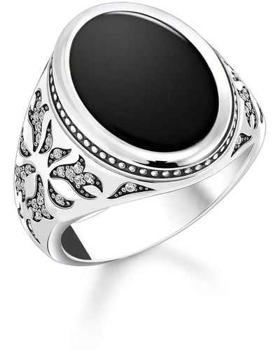 Thomas Sabo Signet Ring With Black Onyx Silver Blackened