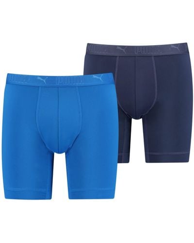 PUMA Sport Cotton Long Boxer Caleçon - Bleu