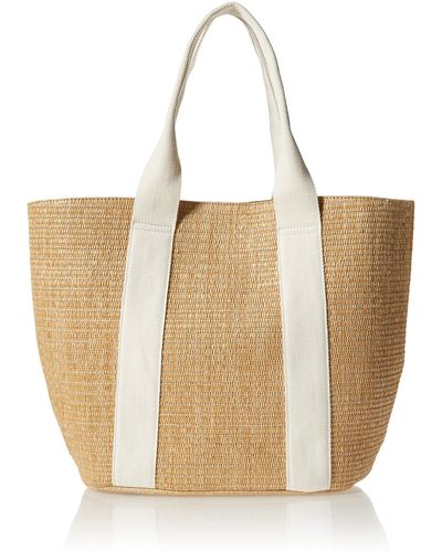 The Drop Tracy Large Canvas Detail Straw Tote - White