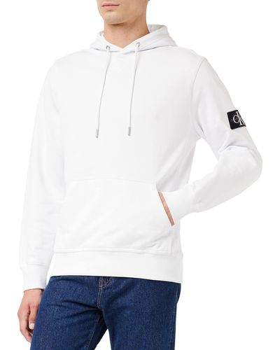 Calvin Klein Monogram Sleeve Badge Hoodie Kapuzenpullover - Weiß