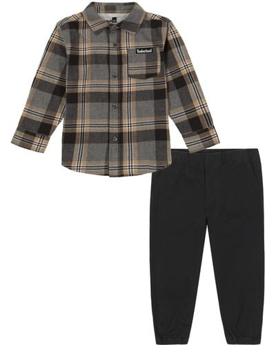 Timberland Set camicia da uomo a maniche lunghe in tessuto a 2 pezzi - Nero