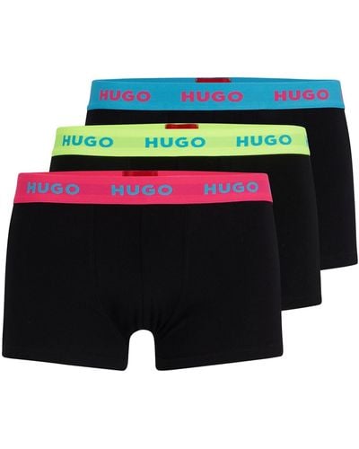 HUGO S Trunk Triplet Pack Three-pack Of Stretch-cotton Trunks With Logo Waistbands Yellow