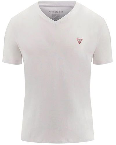 Guess T-Shirt Uomo Scollo A V Maglia Cotone Jersey Stretch Logo Slim M2YI32J1314 Taglia M Colore Principale White - Bianco