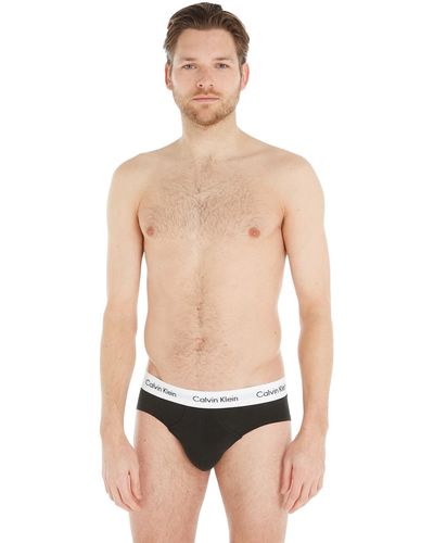 Calvin Klein 3er Pack Hip Briefs Unterhosen Baumwolle mit Stretch - Schwarz