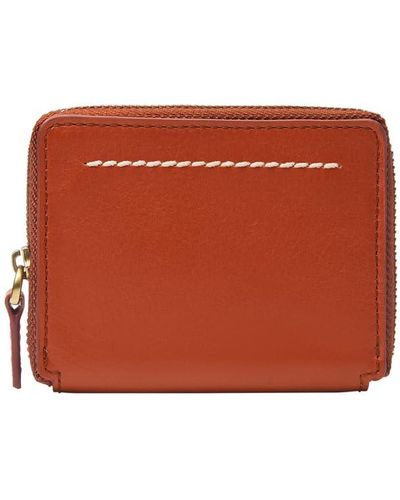 Fossil Westover Leather Zip Card Case - Red