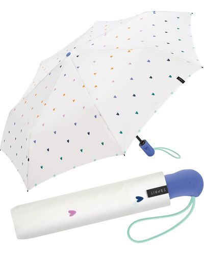 Esprit Parapluie de poche Easymatic Light sur-automatique Rainbow Dawn - Blanc
