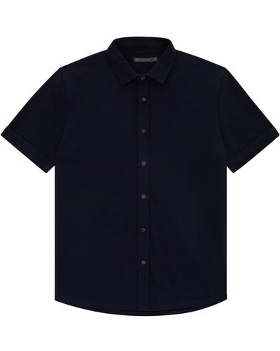 French Connection Pique Oxford Shirt Large - Blue