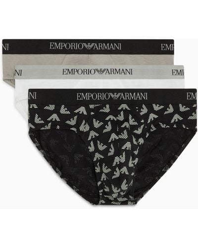 Emporio Armani Three-pack Of Pure Cotton Briefs - Black