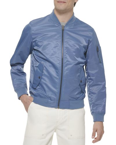 Levi's Flight Satin Ma-1 Bomber Varsity Jacke - Blau