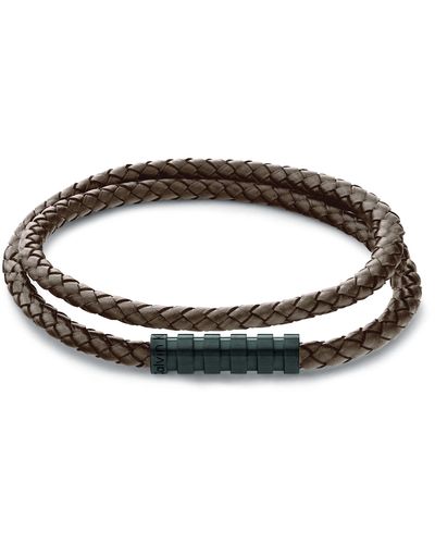 Calvin Klein Bracelet en Cuir pour Collection WRAPPED & BRAIDED Marron - 35000096 - Métallisé