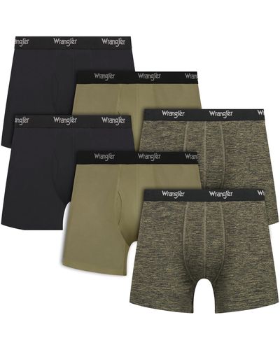 Wrangler S Cooling Boxer Briefs- S Boxer Brief Underwear 6" Inseam For Pack Of 6 - Green