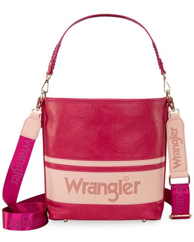 Wrangler Hobo Shoulder Handbag For Weave Bucket Bag - Pink