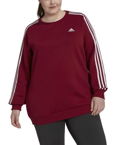 adidas Essentials S Plus Size Sweatshirt With 3 Stripes - Red