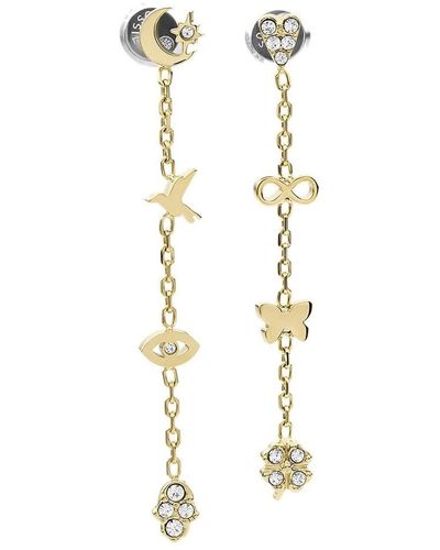 Fossil Sutton Golden Icons Stainless Steel Drop Earrings Gold Stainless Steel For Jf04123710 - Metallic