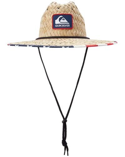 Quiksilver Outsider Lifeguard Wide Brim Beach Sun Straw Hat - White
