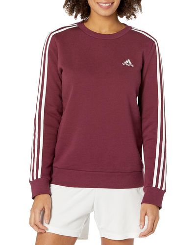 adidas Essentials 3-stripes Fleece Sweatshirt - Rosso