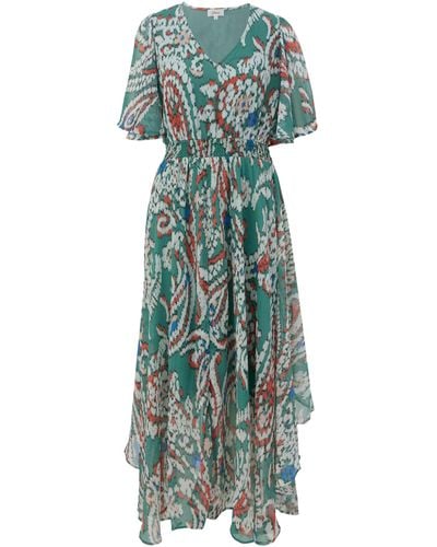 S.oliver Maxi Kleid mit Allover Print - Grün