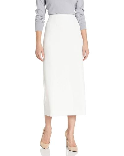 Kasper Stretch Crepe Column Skirt - White