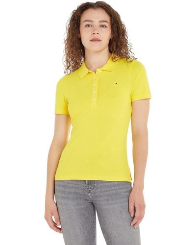 Tommy Hilfiger 1985 Slim Pique Polo Ss S/s Polo's - Geel