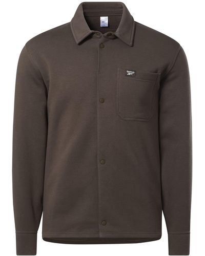 Reebok 's Classics Wardrobe Essentials Fleece Overshirt Shirt - Brown