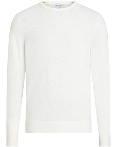 Calvin Klein Maglione Superior in Lana Girocollo - Bianco