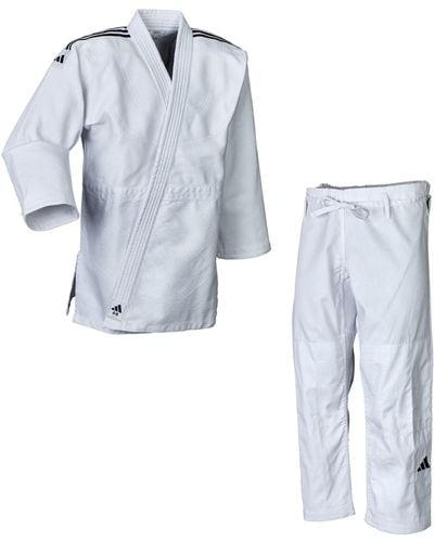 adidas Judo-Anzug Contest weiß/schwarze Streifen - Blau