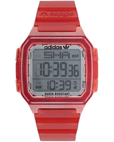 adidas Translucent Red Resin Strap Digital Watch