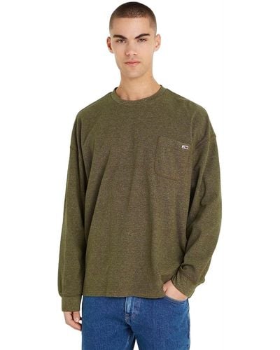 Tommy Hilfiger Felpa Uomo Relaxed Waffle senza Cappuccio - Verde