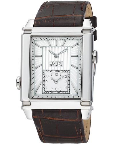 Esprit Analog Quarz Uhr mit Leder Armband EL101361F02_Silver - Mehrfarbig