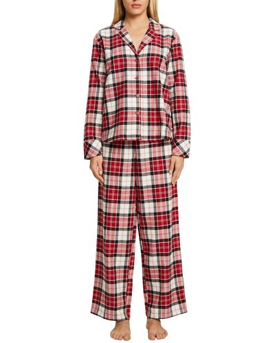 Esprit Pyjama-Set aus kariertem Flanell,Red 3,XL - Rot