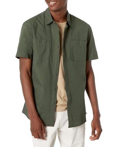 Amazon Essentials Short-sleeve Chambray Shirt - Green