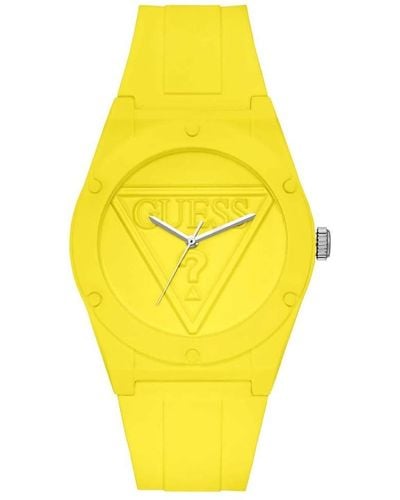 Guess Watches Retro Pop S Analog Quartz Watch With Silicone Bracelet W0979l4-na - Yellow