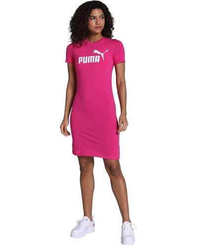 PUMA Eng anliegendes T-Shirt-Kleid Frau ESS - Pink