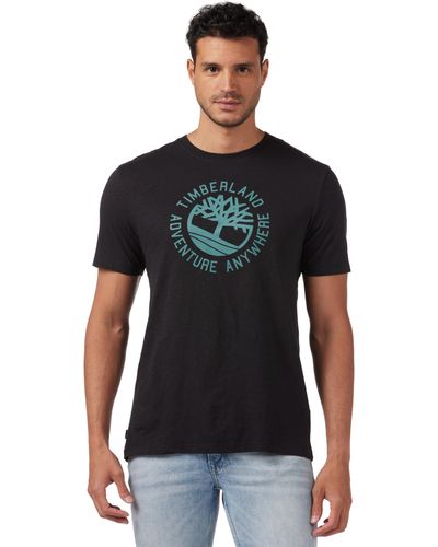 Timberland T-shirt In Flamed Cotton With Logo - Black
