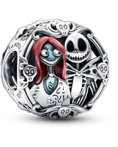 PANDORA Disney Sally And Jack Sterling Silver Charm With Black - White