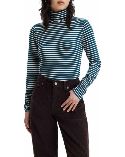 Levi's Rusched Turtleneck Top - Blue