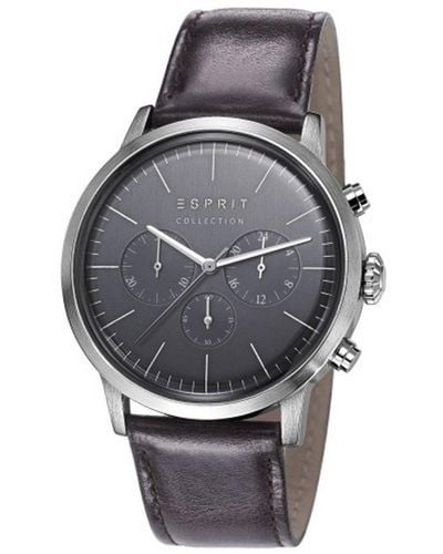 Esprit Chronograph Quarz Uhr mit Leder Armband EL102191002 - Schwarz